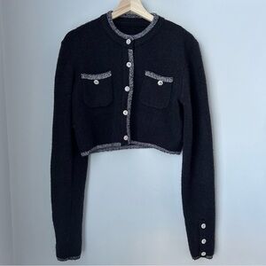 Dressed Sicile Cropped Cardigan with Silver Trim